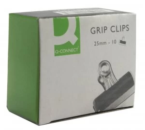 Q-Connect 25mm Black Grip Clip - Pack of 10