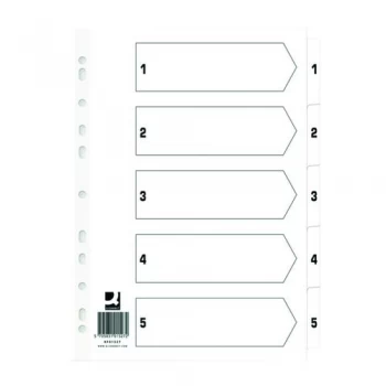 Q Connect Index 1-5 Board Reinforced White Pack of 50 KF01527Q