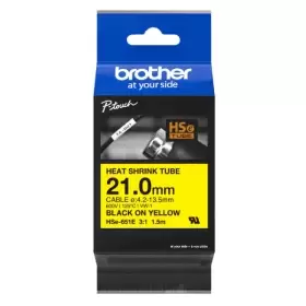 Brother HSe-651E Original Black on Yellow Heat Shrink Label Tape 21mm x 1.5m