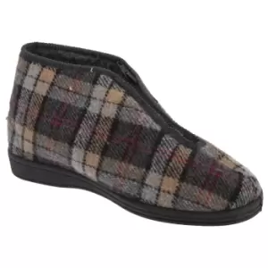 Sleepers Mens Jed II Thermal Zip Check Bootee Slippers (9 UK) (Grey)