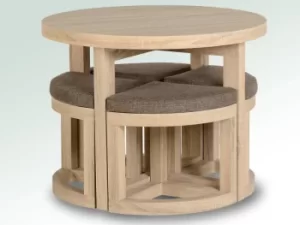 Seconique Cambourne Stowaway 90cm Light Sonoma Oak Dining Table and 4 Stools Set