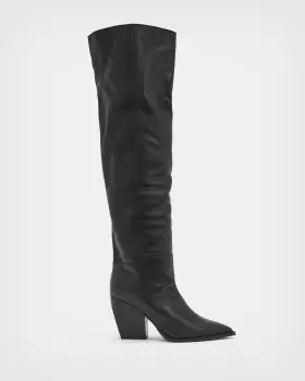 AllSaints Reina Over Knee Leather Boots