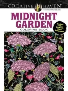 Creative Haven Midnight Garden Coloring Book : Heart & Flower Designs with a Dramatic Black Background
