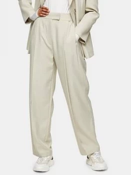 Topshop Slouch Suit Trousers - Cream