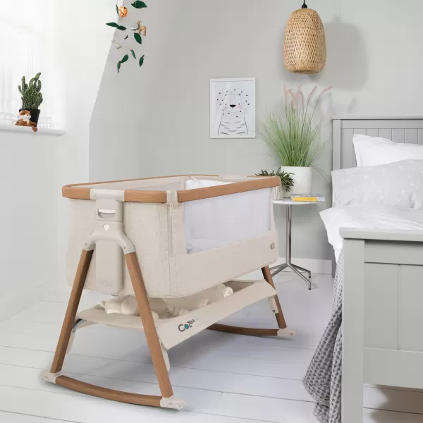 Tutti Bambini Cozee Air Bedside Crib - Scandinavian Walnut/Ecru