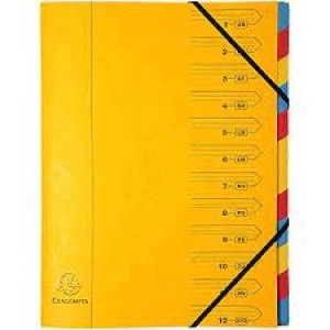 Europa Stapled Multipart File A4, 12 Sections, Yellow, Pack of 8