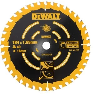 DEWALT Extreme Framing Circular Saw Blade 184 x 16mm x 40T