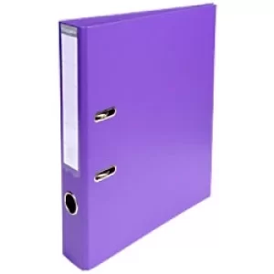 Exacompta Prem Touch Lever Arch File 53557E 55mm PVC, Cardboard 2 ring A4 Purple Pack of 10