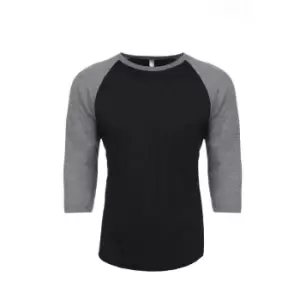 Next Level Adults Unisex Tri-Blend 3/4 Sleeve Raglan T-Shirt (S) (Premium Heather/Vintage Black)