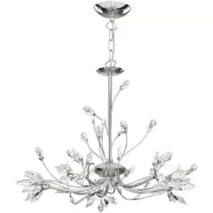 Searchlight Hibiscus 5 Light Ceiling, Chrome, Clear Glass