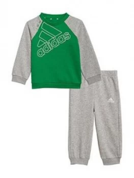 Boys, adidas Infant Bl Fl Jogger Set, Green/White, Size 9-12 Months