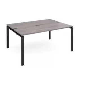 Adapt sliding top back to back desks 1600mm x 1200mm - Black frame and grey oak top
