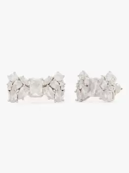 Kate Spade Take A Bow Stud Earrings, Clear/Silver, One Size