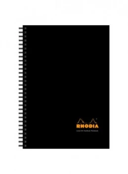 Rhodia Business Book A5 Wirebound Hard Back Notebook Black - 3 Pack