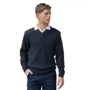 PRO RTX Mens Pro Acrylic Security V Neck Sweater (XL) (Navy)