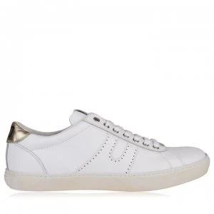 PANTOFOLA D ORO Open Low Top Leather Trainers - WHITE/GOLD