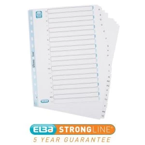 Elba A4 Index Mylar reinforced Europunched A Z Clear Tabs White Single