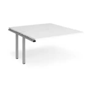 Bench Desk Add On 2 Person Rectangular Desks 1400mm White Tops With Silver Frames 1600mm Depth Adapt