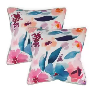 Streetwize Pair Of Abstract Flower Scatter Cushions With Trimming