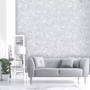 Belgravia Decor Amelie Grey Leaf Wallpaper