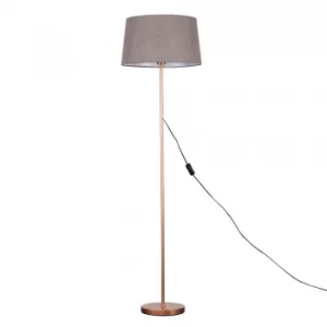Charlie Copper Floor Lamp with Taupe Doretta Shade