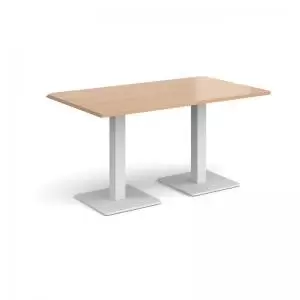 Brescia rectangular dining table with flat square white bases 1400mm x