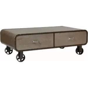 Coffee Table For Living Room / Garden Low Outdoor Coffee Tables With Wheels MDF Wooden Finish Rivet Square Furniture With Storage Drawers 40 x 120 x