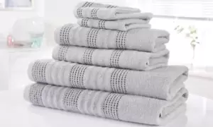 6 Piece Spa Combed Cotton Towel Bale: Silver