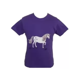 British Country Collection Childrens/Kids Dancing Unicorn T-Shirt (3-4 Years) (Purple)