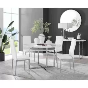 Furniture Box Adley White High Gloss Storage Dining Table and 4 White Milan Chrome Leg Chairs