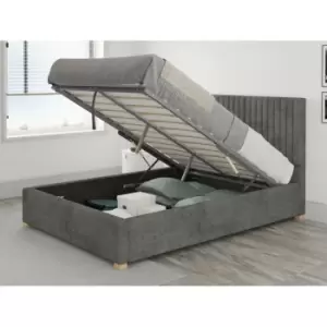 Grant Ottoman Upholstered Bed, Kimiyo Linen, Granite - Ottoman Bed Size Small Double (120x190)