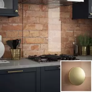 Clear Glass Kitchen Splashback (brushed Brass Caps) 600mm X 750mm