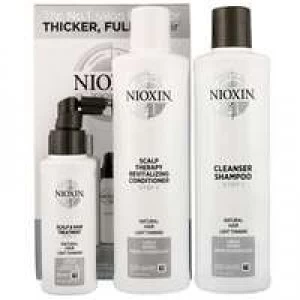 Nioxin 3D Care System System 1, 3 Part System Kit for Natural Hair And Light Thinning