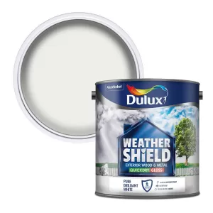Dulux Weathershield Exterior Quick Dry Pure Brilliant White Gloss Paint 2.5L