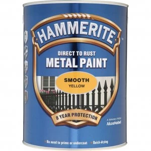 Hammerite Smooth Finish Metal Paint Yellow 5000ml