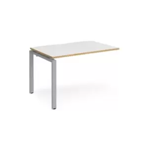 Bench Desk Add On Rectangular Desk 1200mm White/Oak Tops With Silver Frames 800mm Depth Adapt