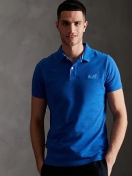 Superdry Classic Pique Polo Shirt, Blue Size M Men