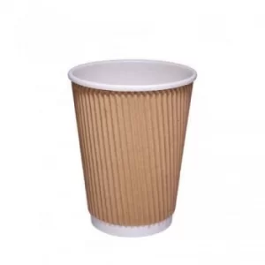 Paper Cup Ripple Wall PE Lining 12oz 340ml Corrugated Case Brown Kraft Pack of 500