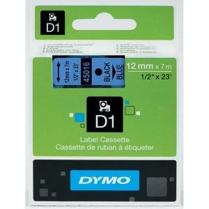 Dymo 45016 Black on Blue Label Tape 12mm x 5.5m