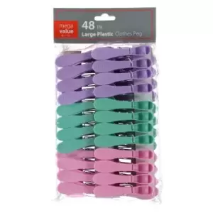 Stanford Home Large Plastic Clothes Pegs 48 Pack - Multi