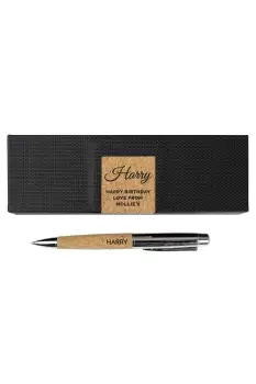 Personalised Cork Pen and Box Set - Silver