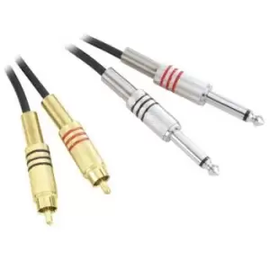 1m Adam Hall Twin Channel Audio Cable 2x 6.35mm Male Mono Jack to 2x M