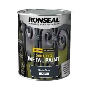 Ronseal Direct to Metal Paint - Storm Grey Matt, 750ml