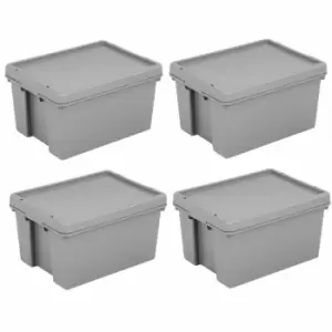 Wham Bam Recycled Storage Boxes 16 Litre Pack of 4, Grey