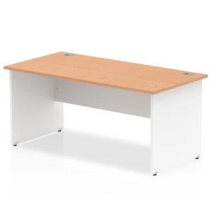 Trexus Desk Rectangle Panel End 1600x800mm Oak Top White Panels Ref