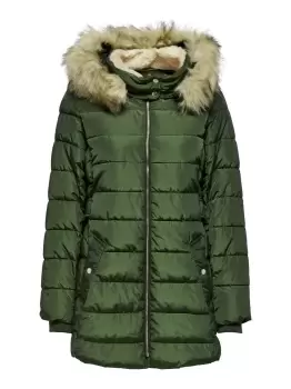 ONLY Long Quilted Jacket Women Green