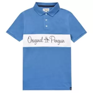 Original Penguin Short Sleeve Panel Polo Shirt Junior Boys - Blue