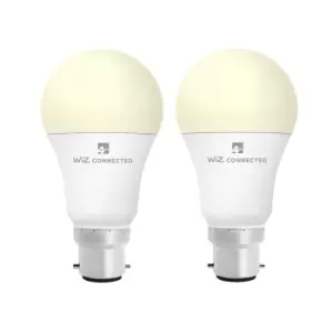 4lite WiZ Connected LED Smart A60 Bulb WiFi BC (B22) Warm White Dimmable - Twin Pack
