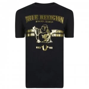 True Religion Foil World Tour T Shirt - Black