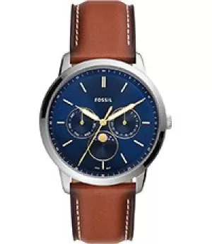 Fossil Men Neutra Moonphase Multifunction Brown Eco Leather Watch